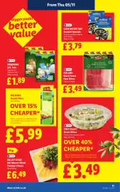 Lidl leaflet week 45 Page 13: Dulano black forest ham slices €3,49, Chef Select Green Olives €3,49
