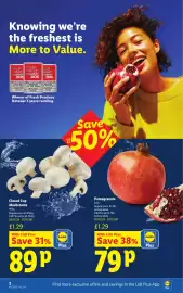 Lidl leaflet week 45 Page 2: Pomegranate €0,79, Closed Cup Mushrooms €0,89