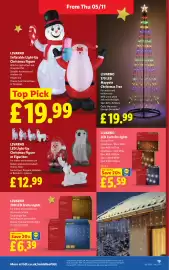 Lidl leaflet week 45 Page 21: Led Curtain Lights €5,59, Livarno led light-up christmas figure or figurines €12,99