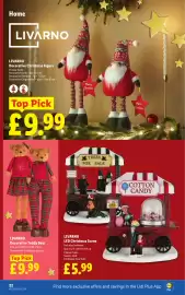 Lidl leaflet week 45 Page 24: Livarno led christmas scene €5,99, Livarino decorative teddy bear €9,99