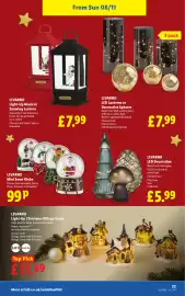 Lidl leaflet week 45 Page 25: Livarno Light-Up Musical Snowing Lantern €7,99, Livarno light-up christmas village scene €11,99