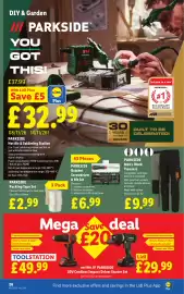 Lidl leaflet week 45 Page 28: Parkside men's work trousers €9,99, Parkside packing tape set €2,99