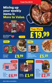 Lidl leaflet week 45 Page 5: XXL 4 Lamb Leg Chops €9,99, Deluxe cooked & peeled jumbo king prawns €5,29