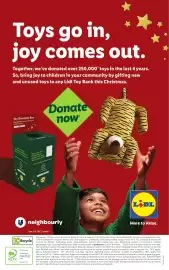 Lidl leaflet week 45 Page 9: Toys go in, joy comes out. Together, we've donated over 250,000° toys in the last 4 years. So