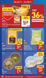 ALDI folder week 45 Pagina 10: Molenland Goudse kaas komijn stuk 48+ €3,99, Goudse kaasplakken oud €3,49