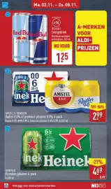 ALDI folder week 45 Pagina 22: Red Bull Energydrink €1,25, Amstel of Heineken Radler 0.0% of premium pilsener 0.0% €2,99