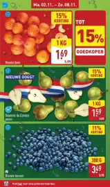 ALDI folder week 45 Pagina 4: Blauwe bessen €3,49, Doyenne du Comice peren €1,59