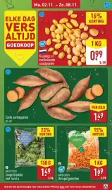 ALDI folder week 45 Pagina 7: Kruimige of vastkokende aardappelen €0,99, Daylicious Jonge bladsla met rucola €1,49