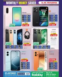 KM Trading catalogue Page 2: Samsung galaxy a27 €1.199,00, Xiaomi note17 pro €1.599,00
