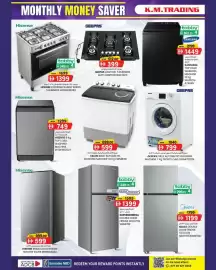 KM Trading catalogue Page 4: Hisense cooking 5 burners hfg90335rx €1.399,00, Hisense top load washing machine €749,00