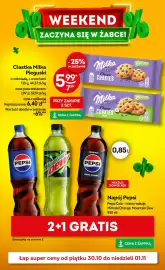 Żabka gazetka Strona 1: % WEEKEND %% ZACZYNA SIĘ W ŻABCE! Ciastka Milka Pieguski z czekoladą, z orzechami 135 g; 44,37 zł/kg