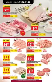 Biedronka Polsko leták Strana 42: Kraina Mięs karkówka wieprzowa bez kości €12,99, Kraina Mięs burger wołowy €6,99