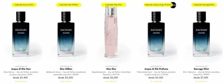 Catálogo Zachary Perfumes Página 2: Dior - miss €5.500,00, Acqua di gio profumo €5.500,00