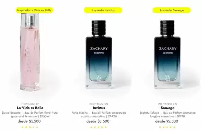 Catálogo Zachary Perfumes Página 3: Invictus €5.500,00, Inspirado en sauvage €5.500,00