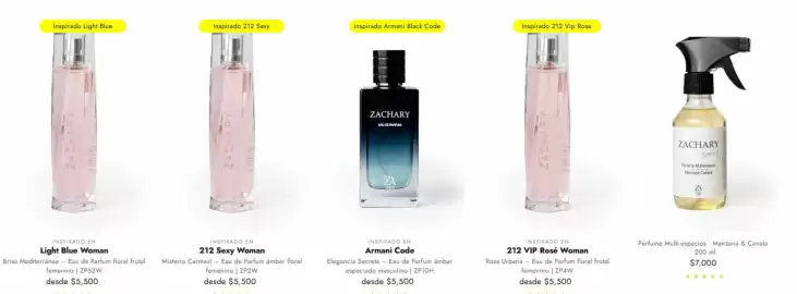 Catálogo Zachary Perfumes Página 5: Armani - code €5.500,00, Perfume multi-espacios €7.000,00