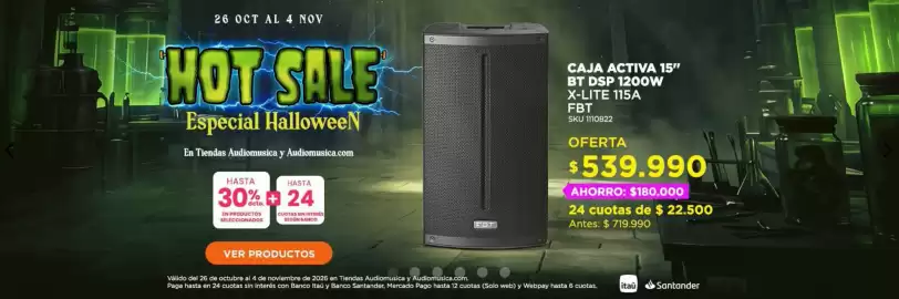 Catálogo Audiomusica semana 44 Página 1: Caja activa 15'' bt dsp 1200w x-lite 115a fbt €539.990,00