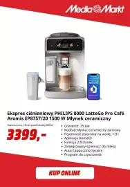 Media Markt gazetka Strona 9: Ekspres ciśnieniowy Philips 8000 LatteGo Pro Café Aromis EP8757/20 młynek ceramiczny €3.399,00