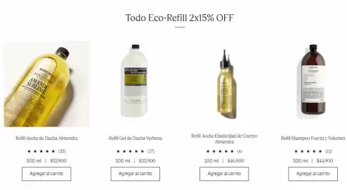 Catálogo L'Occitane Página 4: Refill gel de ducha €32.900,00, Refill aceite elasticidada de cuerpo almendra €46.900,00