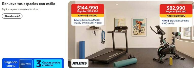 Catálogo Lider Express Página 8: Hp - trotadora m200 plus 12 km/h €155.000,00, Atletis bicicleta spinning €87.000,00
