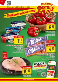 Delikatesy Piotruś Pan gazetka tydzień 44 Strona 1: Jogurt Fantasia €1,99, Milka Strawberry €4,99