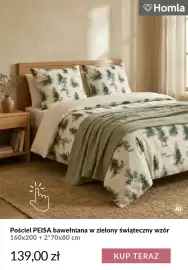 Homla gazetka tydzień 44 Strona 11: Pościel Peisa bawełniana w zielony świąteczny wzór 160x200 cm Homla €139,00