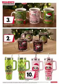 Woolworth Prospekt Seite 11: Weihnachts-Kaffeebecher €3,00, Teeglas Weihnachts €2,00