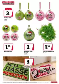 Woolworth Prospekt Seite 13: Weihnachts Türmatte €5,00, Lametta-Girlande €1,50