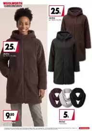 Woolworth Prospekt Seite 4: Damen-Jacke €25,00, Damen-Schal €5,00