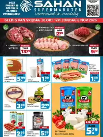 Sahan Supermarkten folder Pagina 1: EFEPAŞA KIPKNAKWORST BURCU €2,99, Firat Turkse pizza €5,99