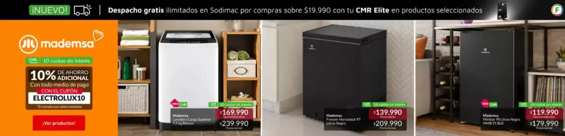Catálogo Constructor Sodimac Página 5: Mademsa - lavadora carga superior €169.990,00