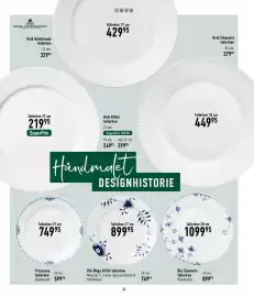 Imerco tilbudsavis Side 34: Prinsesse tallerken Håndmalet €599,95, Blå Elements tallerken €1.099,95