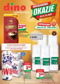 Dino gazetka Strona 1: Kawa mielona MK Café Premium €33,89, Piwo Żywiec €3,45