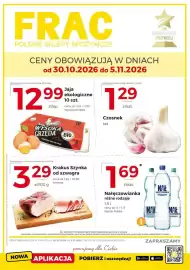Frac gazetka tydzień 44 Strona 1: Jaja ekologiczne Wysoka Grzędą €12,99, Nałeczowianka €1,69