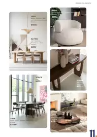 Europoint folder Pagina 11: Fauteuil Maeve €599,00, Aron eettafel €1.499,00