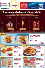 Family Frost akciós újság Oldal 1: Fornetti barackos sütemény €1.999,00, Narancs fusion €4.798,00