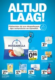 Albert Heijn folder week 45 Pagina 18: AH Smeltkaas met cheddar €1,20, AH Zuivelspread natuurlijk €1,36