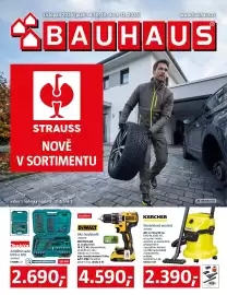 Bauhaus leták Strana 1: DeWalt aku šroubovák €4.590,00, Makita 221dílná sada klíčů a bitů €2.690,00