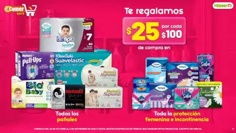 Folleto La Comer semana 44 Página 11: Todos los pañales €25,00