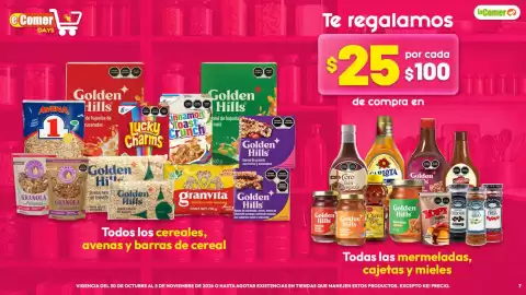 Folleto La Comer semana 44 Página 7: Golden Hills todos los cereales, avenas y barras de cereal €25,00