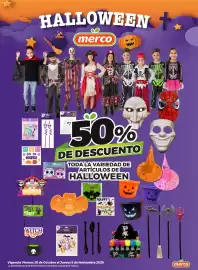 Folleto Merco semana 44 Página 1: HALLOWEEN merco ;} + Día De MUERTOS ALLERVEEN WELOWEEN 150% HAUTOS DE DESCUENTO TODA LA