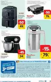 Carrefour folder Pagina 31: Zwarte keukenrobot HSM1300BH-25 €34,99, Moulinex soupmaker €79,99