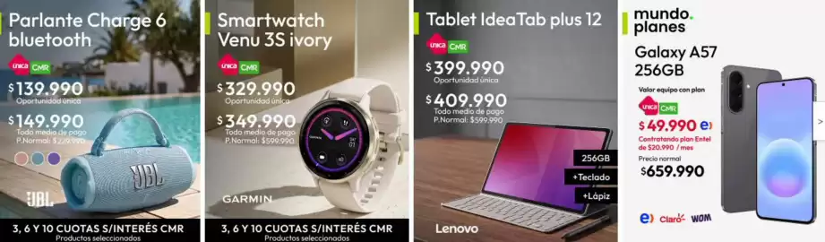 Catálogo Linio Página 26: Jbl - parlante charge 6 bluetooth €139.990,00, Garmin - smartwatch venu 3s ivory €329.990,00