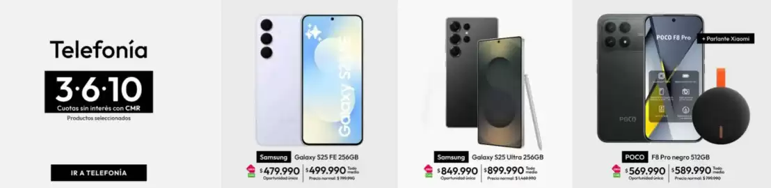 Catálogo Linio Página 6: Samsung - galaxy s25 fe 256gb €499.990,00, Samsung - galaxy s25 ultra 256gb €899.990,00