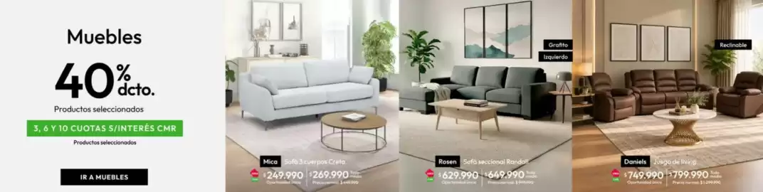 Catálogo Linio Página 8: Sofa 3 cuerpos créta €249.990,00, Rosen - sofa seccional randall €629.990,00