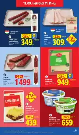 Lidl akciós újság hét 45 Oldal 51: Milbona kecskesajt krém €659,00, Milbona Gouda sajt €949,00