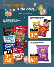 Poiesz folder week 45 Pagina 14: Van Melle, Fruit-tella* mini of dummy of Chupa Chups €3,50, Lay's €4,00