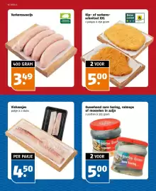 Poiesz folder week 45 Pagina 8: Ouwehand zure haring, rolmops of mosselen in azijn €5,00, Varkenssaucijjs €3,49