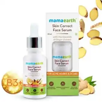Lulu Hypermarket Mamaearth skin correct face serum with niacinamide and ginger extract for acne marks & scars 30ml offer