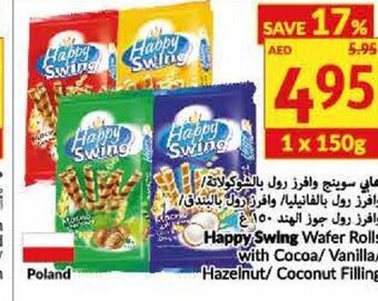 Viva Happy Swing Wafel Roll with Cocoa/Vanilla/Hazelnut/Coconut Filling offer