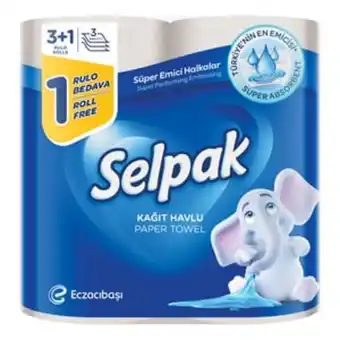 Lulu Hypermarket Selpak super absorbent kitchen paper towel 3ply 4 x 80 sheets offer